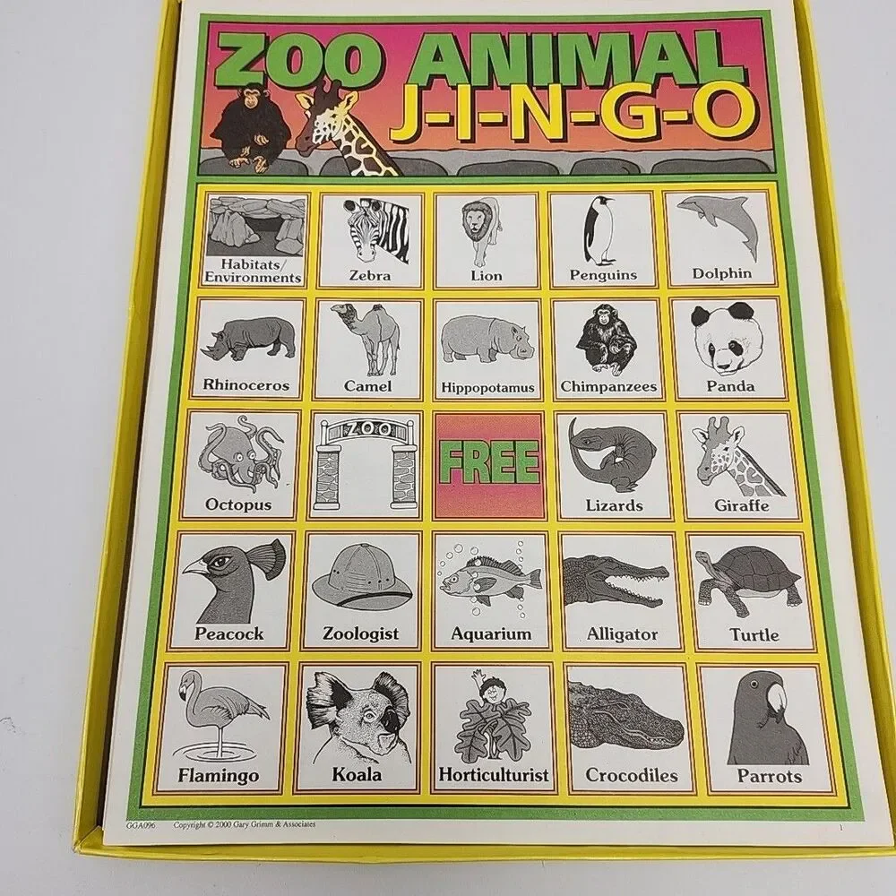 Zoo Animal JINGO Bingo Style Game Gary Grimm & Assoc GGA096 Children Kids 2000